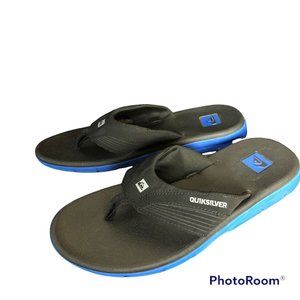 Quiksilver Islander Oasis Sandals Coastal Surfer Thong Flip Flops Black Men's 8